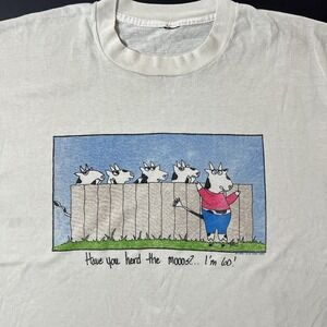 Vintage Cow Tshirt 1994 Single Stitch White Men's XL 90s Funny Lady Loves Gifts